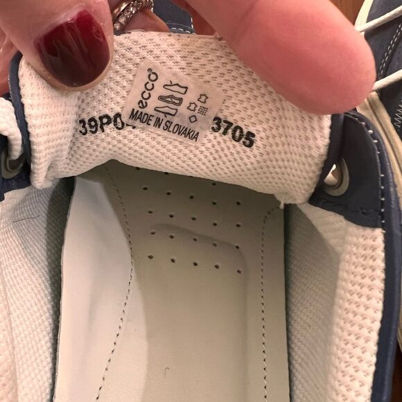 Ecco Blue Leather Suede Oxford Sneakers Womens 39 EU (8–8.5 US) Casual Comfort - Picture 9 of 10